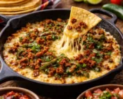 Traditional Queso Fundido in a pot