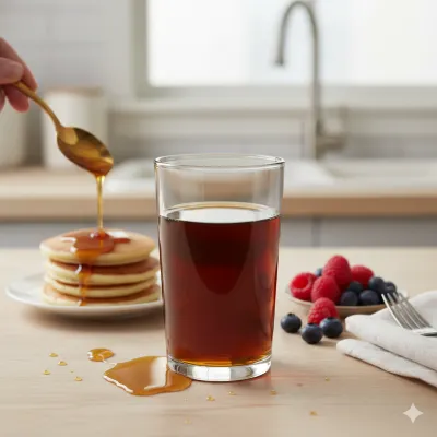 Quick Maple-Style Syrup in a glass