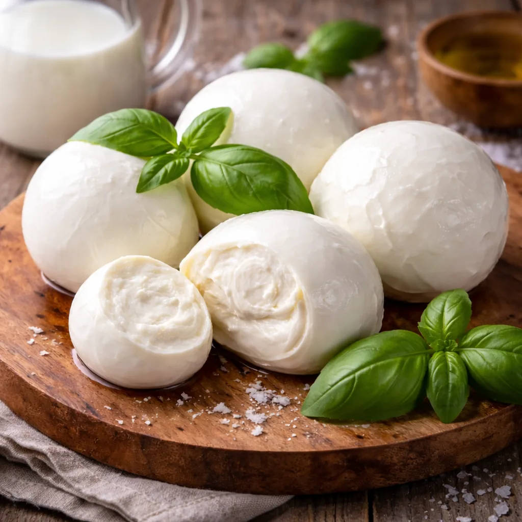 fresh mozzarella basil in a tray