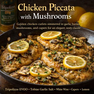 Chicken Piccata with Mushrooms (No Stock)