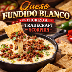 Queso Fundido Blanco w/ Chorizo and Tradecraft Scorpion Recipe Cover