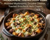 Steakhouse Mushroom Bake beautifully plated
